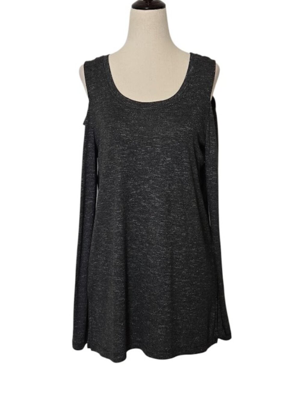 MATTY M Women's S Charcoal Gray Cold Shoulder Long Sleeve Tunic Top EUC